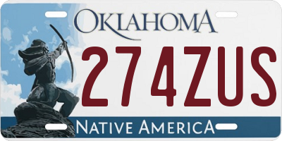 OK license plate 274ZUS