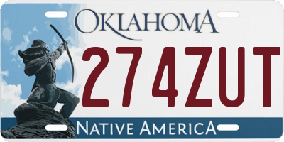 OK license plate 274ZUT