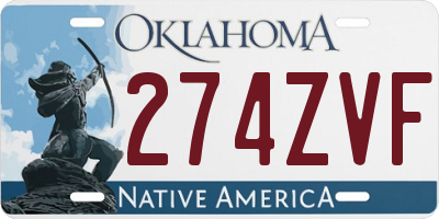 OK license plate 274ZVF