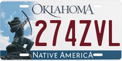 OK license plate 274ZVL
