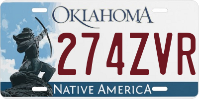 OK license plate 274ZVR