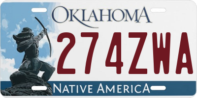 OK license plate 274ZWA