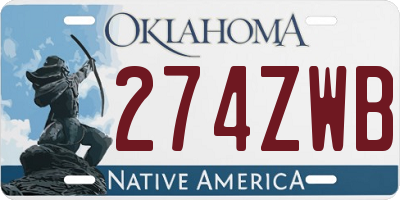 OK license plate 274ZWB