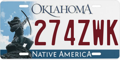 OK license plate 274ZWK