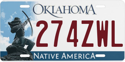 OK license plate 274ZWL