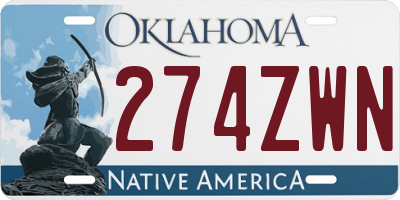 OK license plate 274ZWN