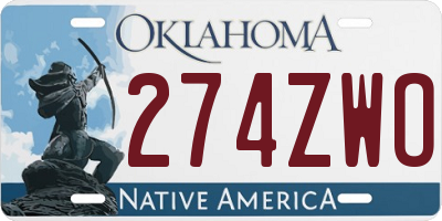 OK license plate 274ZWO