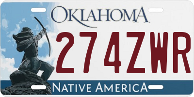 OK license plate 274ZWR