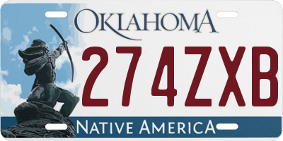 OK license plate 274ZXB