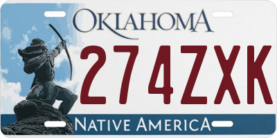 OK license plate 274ZXK