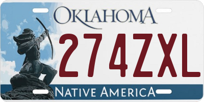 OK license plate 274ZXL