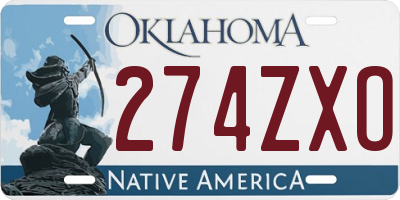 OK license plate 274ZXO