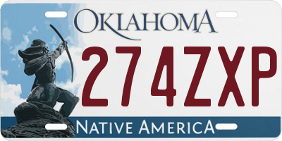 OK license plate 274ZXP