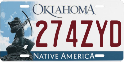 OK license plate 274ZYD