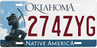 OK license plate 274ZYG