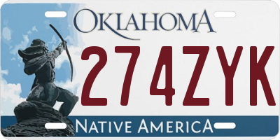 OK license plate 274ZYK