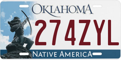 OK license plate 274ZYL