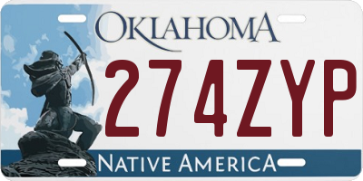 OK license plate 274ZYP