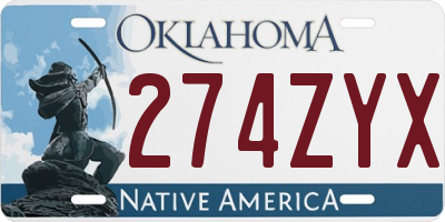 OK license plate 274ZYX