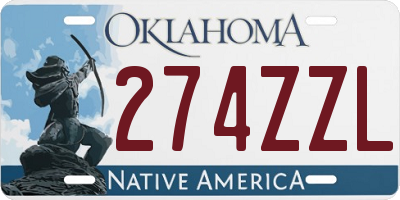 OK license plate 274ZZL