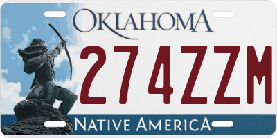 OK license plate 274ZZM