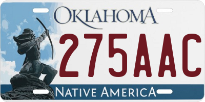 OK license plate 275AAC