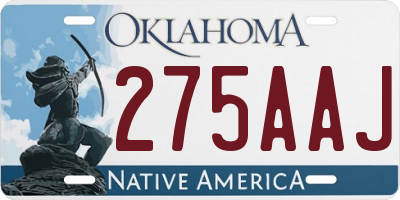 OK license plate 275AAJ