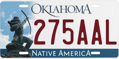 OK license plate 275AAL