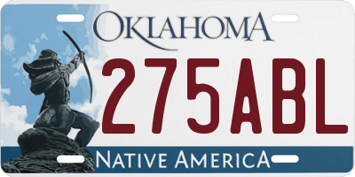 OK license plate 275ABL