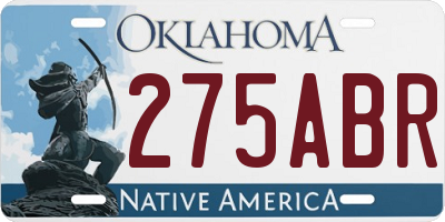 OK license plate 275ABR