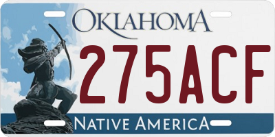 OK license plate 275ACF