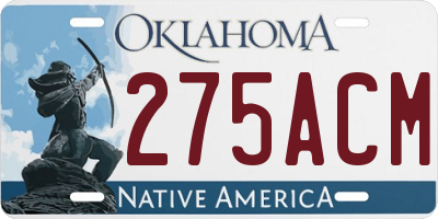OK license plate 275ACM