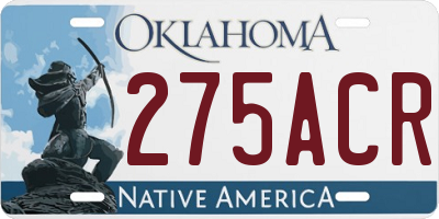 OK license plate 275ACR
