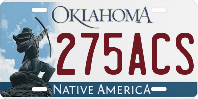 OK license plate 275ACS