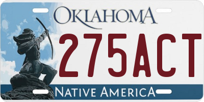 OK license plate 275ACT