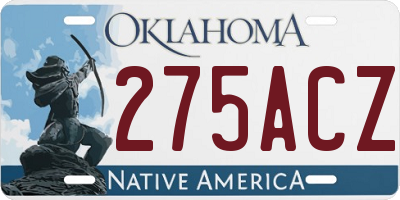 OK license plate 275ACZ