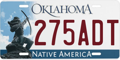 OK license plate 275ADT