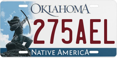 OK license plate 275AEL