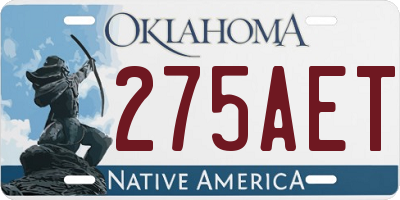 OK license plate 275AET