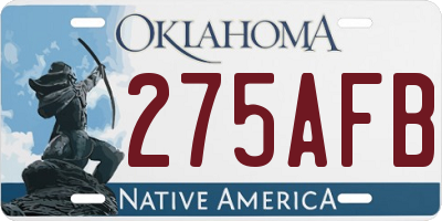 OK license plate 275AFB