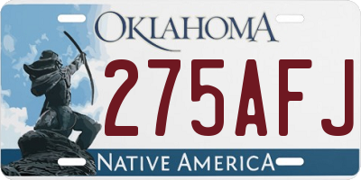 OK license plate 275AFJ