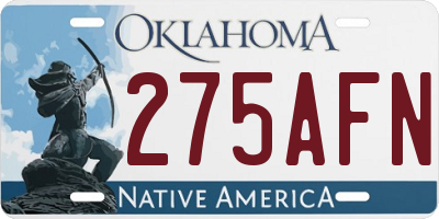 OK license plate 275AFN