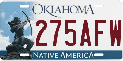 OK license plate 275AFW