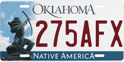 OK license plate 275AFX
