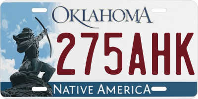 OK license plate 275AHK