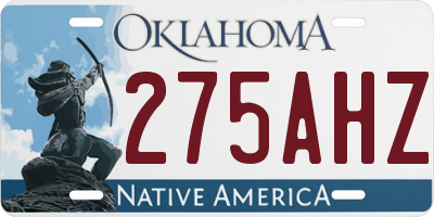 OK license plate 275AHZ