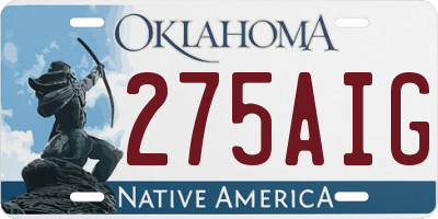 OK license plate 275AIG