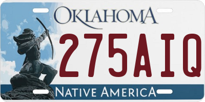 OK license plate 275AIQ