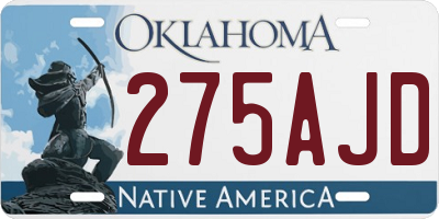 OK license plate 275AJD