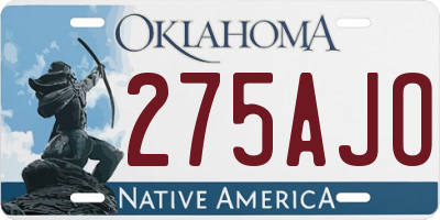 OK license plate 275AJO